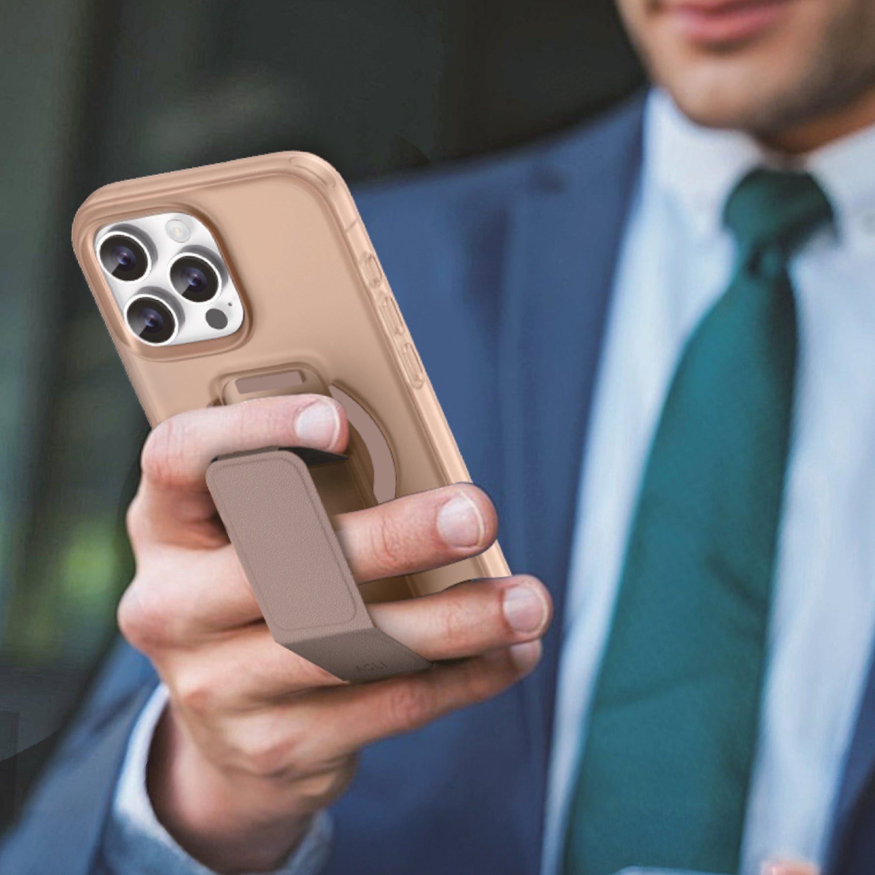 Asli Global Gravitas iPhone 16 Pro MagLeather MagSafe With Grip & Stand Case |Desert Caramel