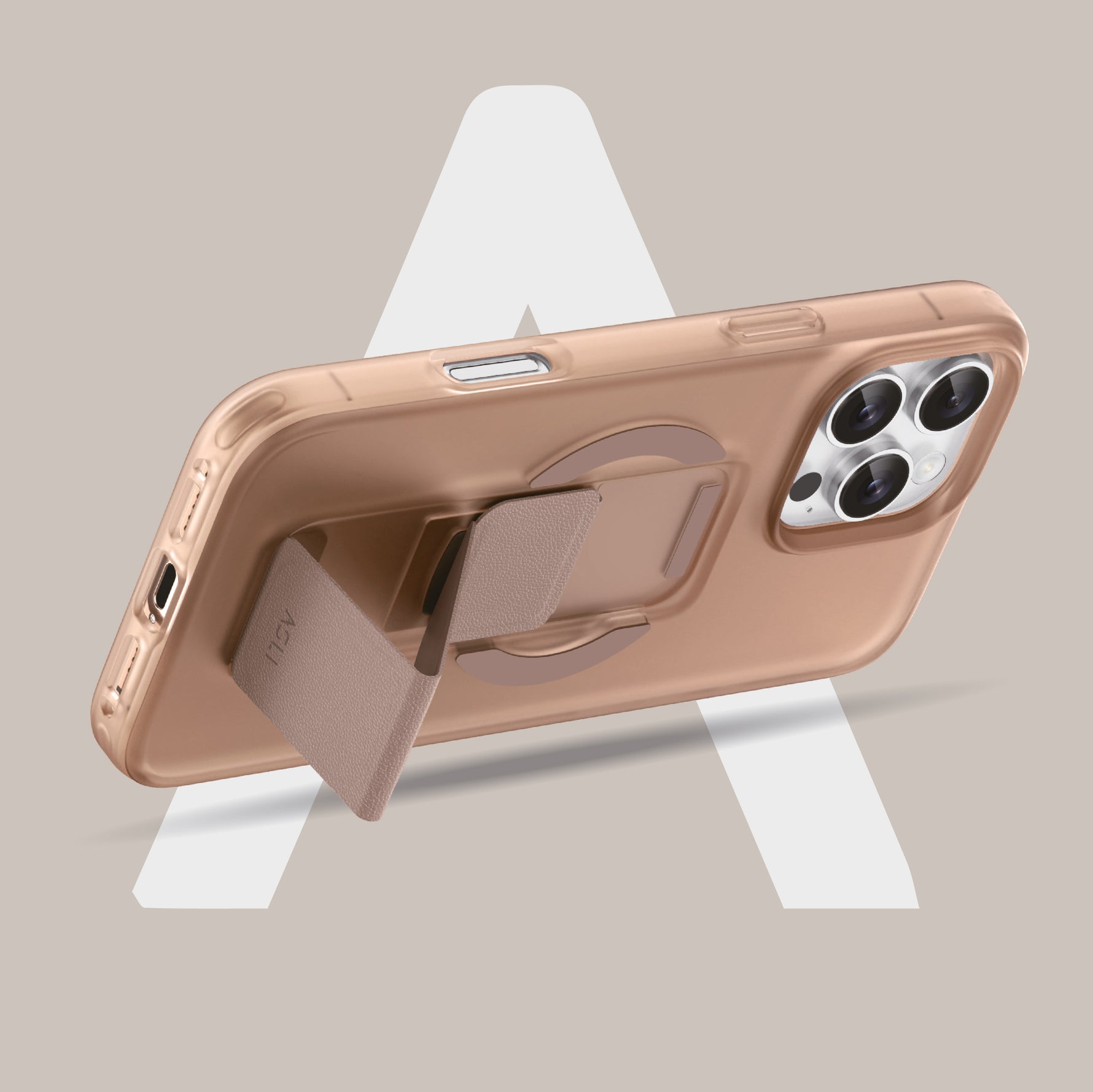 Asli Global Gravitas iPhone 16 Pro MagLeather MagSafe With Grip & Stand Case |Desert Caramel