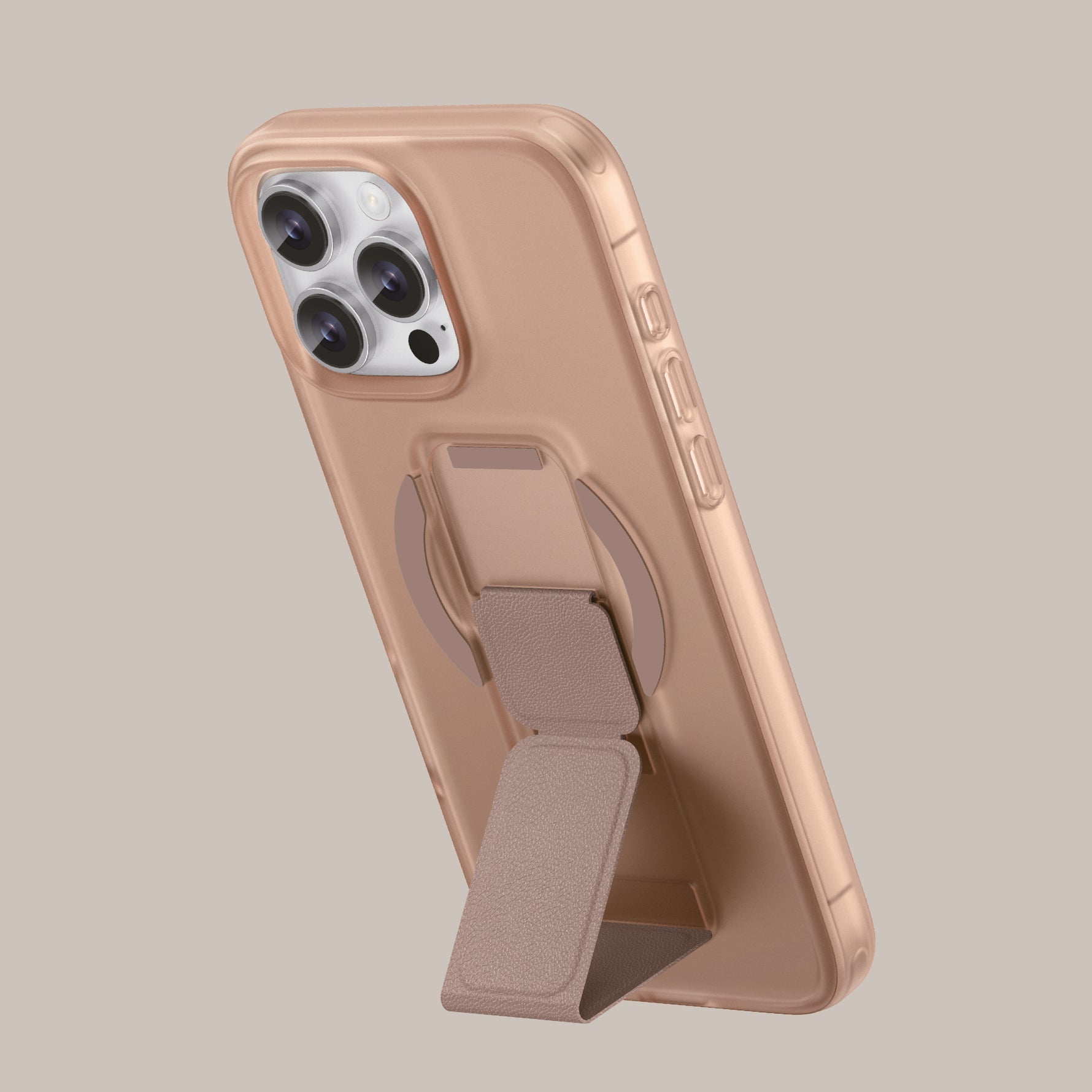 Asli Global Gravitas iPhone 16 Pro MagLeather MagSafe With Grip & Stand Case |Desert Caramel