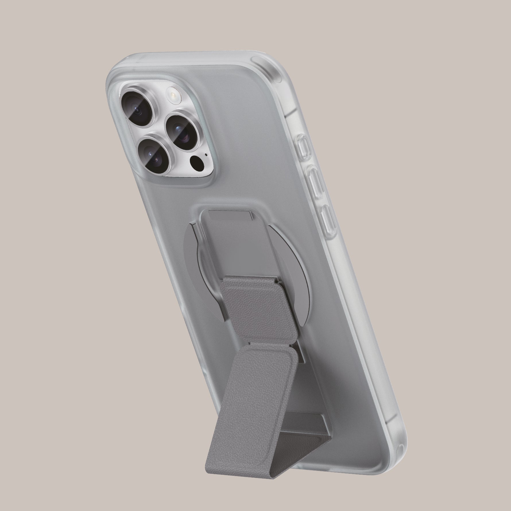 كڤر حماية مع مسكة جلدية من أسلي جلوبال وحامل متوافق مع MagSafe لهاتف iPhone 16 Pro Max | رمادي