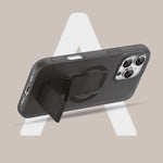 Asli Global Gravitas iPhone 15 Pro Max MagLeather MagSafe With Grip & Stand Case |Black