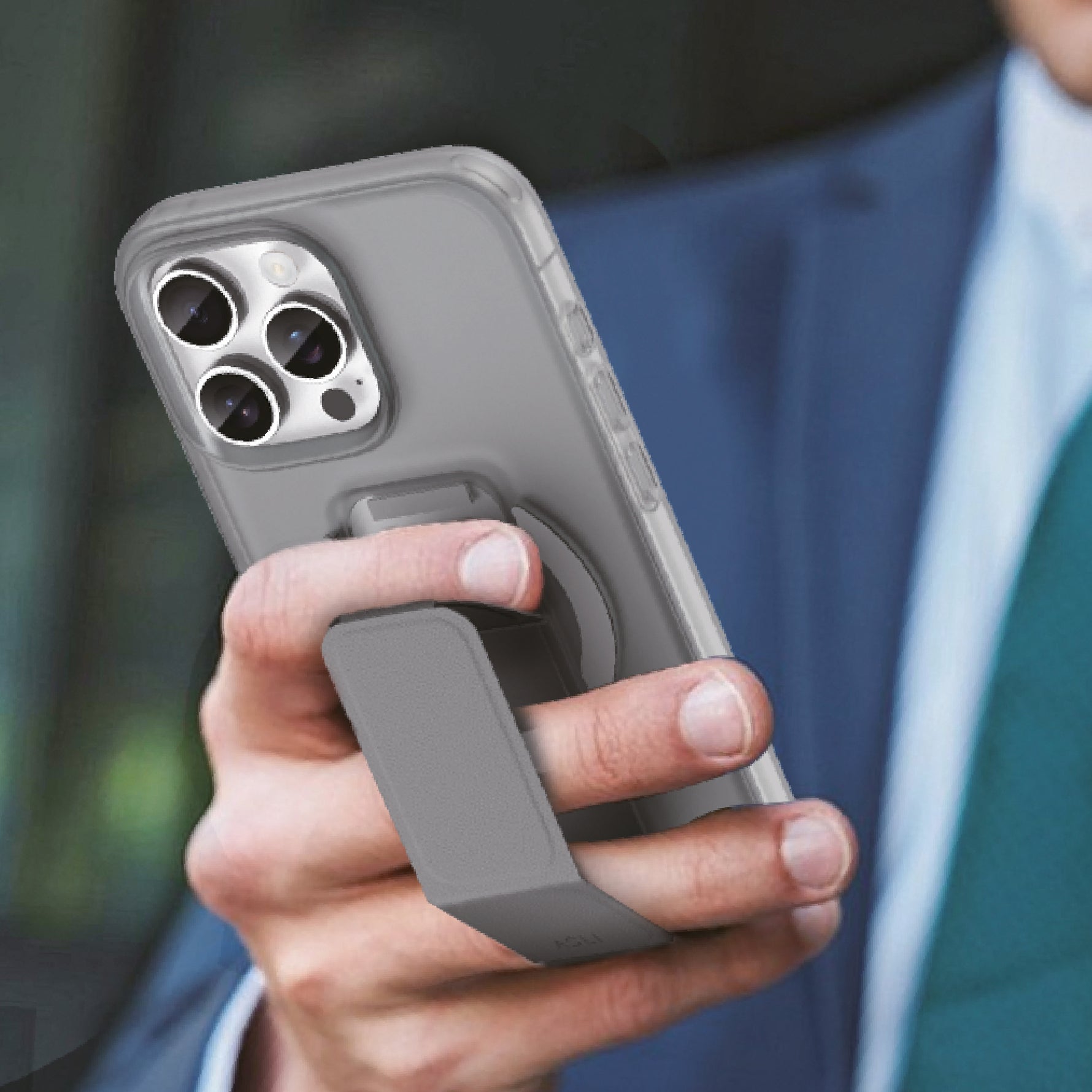 كڤر حماية مع مسكة جلدية من أسلي جلوبال وحامل متوافق مع MagSafe لهاتف iPhone 16 Pro Max | رمادي