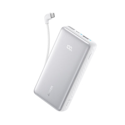 باور بانك Anker Zolo بسعة 10,000 مللي أمبير وشحن 22.5 واط مع كيبل USB-C مدمج | أبيض