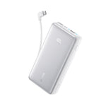 باور بانك Anker Zolo بسعة 10,000 مللي أمبير وشحن 22.5 واط مع كيبل USB-C مدمج | أبيض