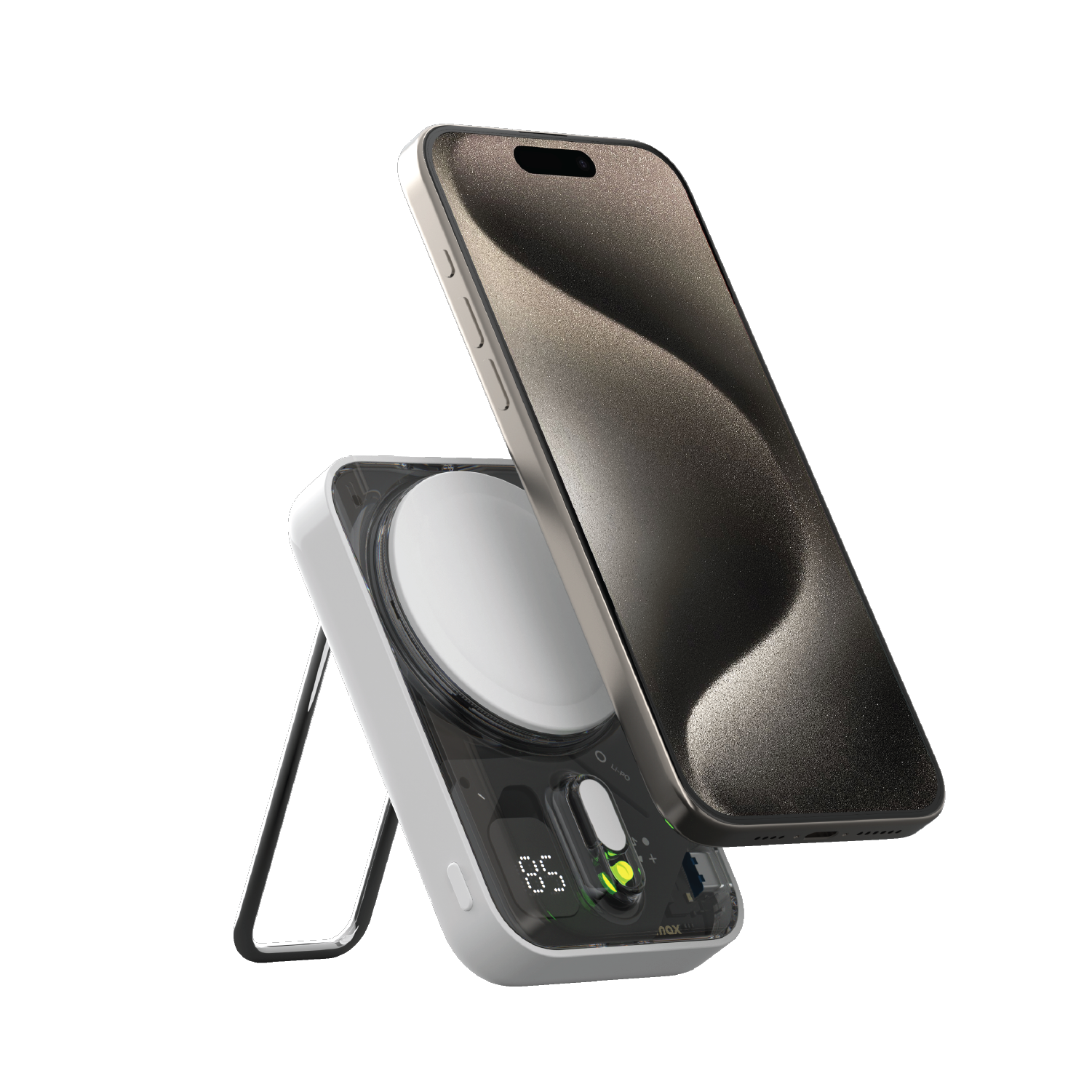 موماكس بطارية شحن متنقلة لاسلكية  1-Power Flow  مغناطيسي 10000 مللي أمبير