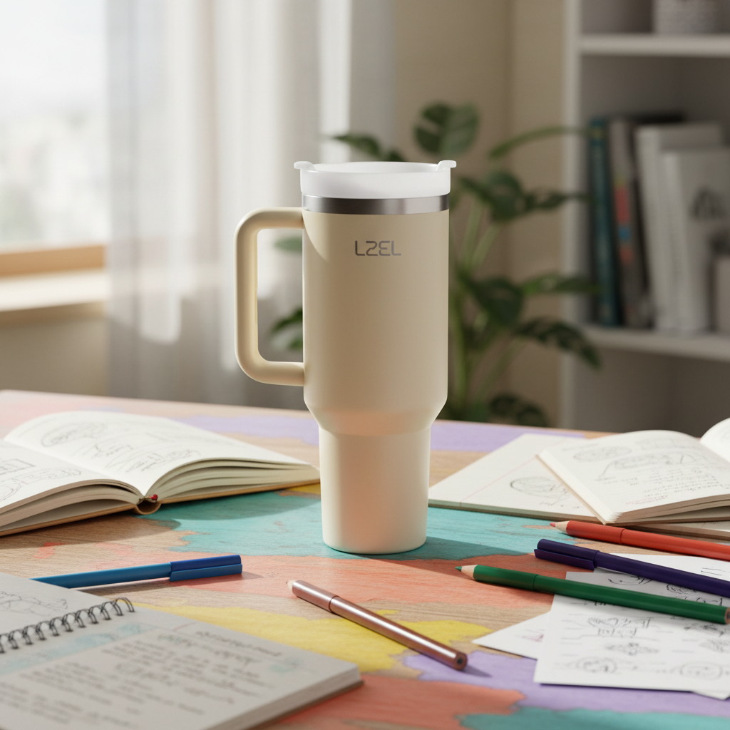 LZEL Tumbler With Handle 800ML Aqua Pure Vacuum Insulated | Rose Quartz