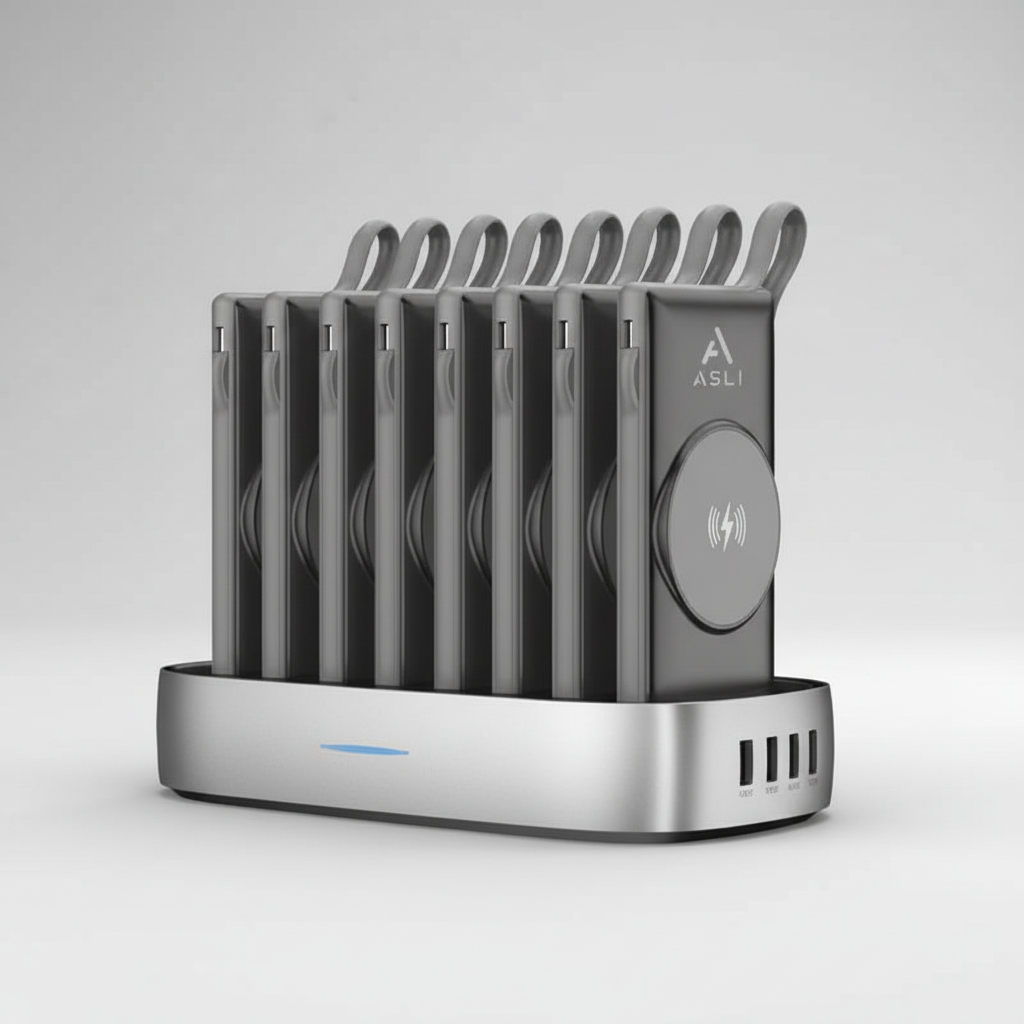 Asli Global 10000mAh x 8 Wireless Magnetic Power Bank PowerStation|Black