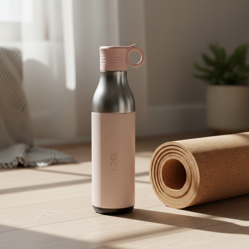 LZEL Natura Elva Vacuum Bottle Dual 400 mL + 400 mL | Milk Tea Aluminum