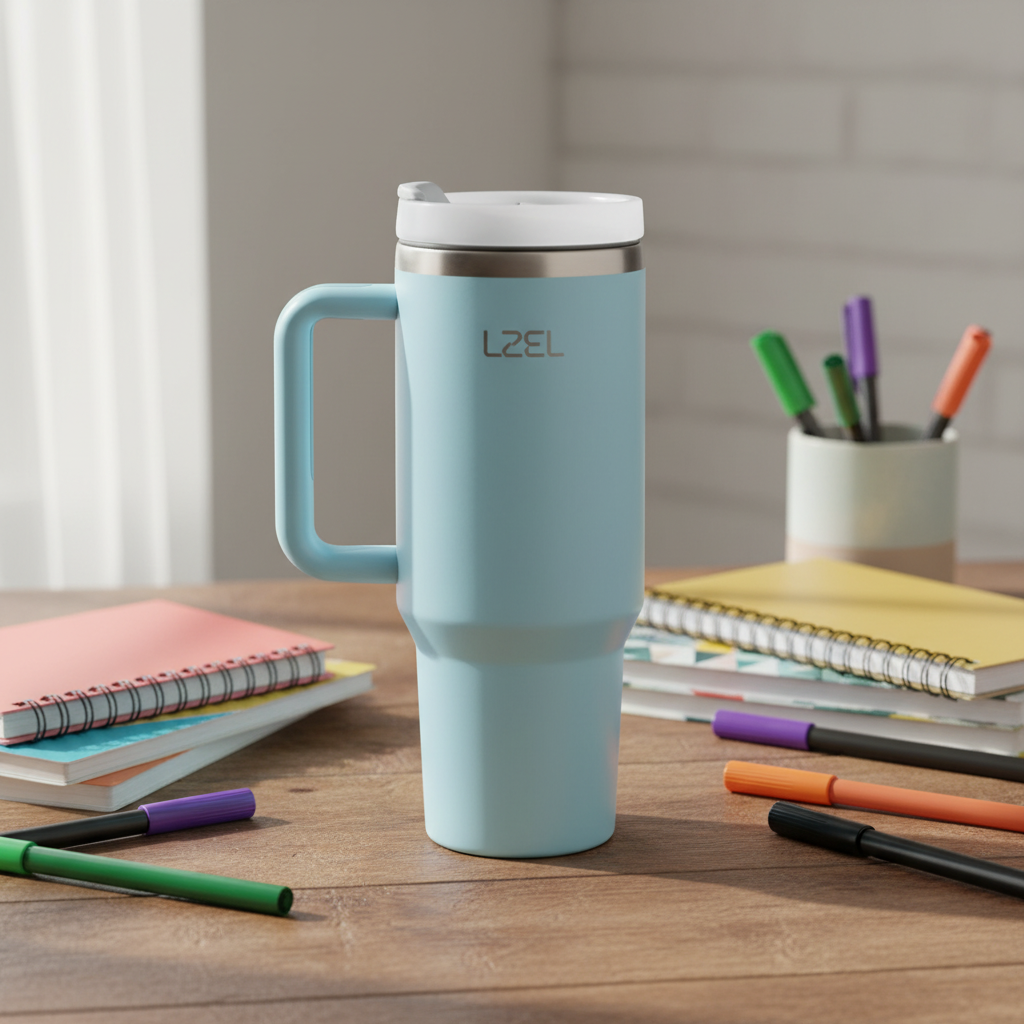 LZEL Tumbler With Handle 800ML Aqua Pure Vacuum Insulated | Lake Blue