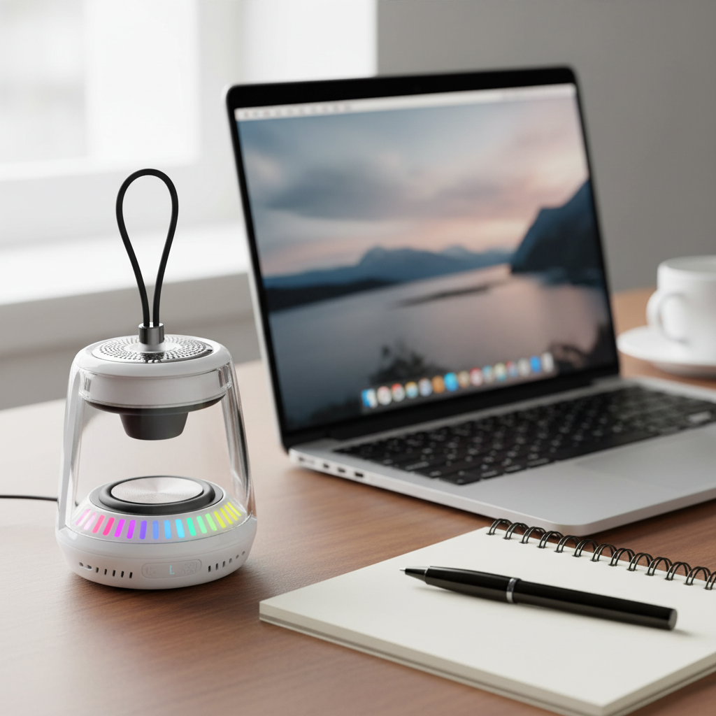 LZEL Aquilasonus Lamp Compact Waterproof Bluetooth Speaker With Dynamic RGB Lights | White