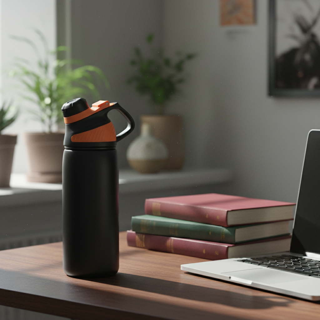 Asli Global 600ml Stainless Steel Metal Canteen for Travel Water Bottle | Black