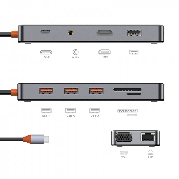 موزع Cyber USB-C CB011 شفاف 11 في 1 من WIWU
