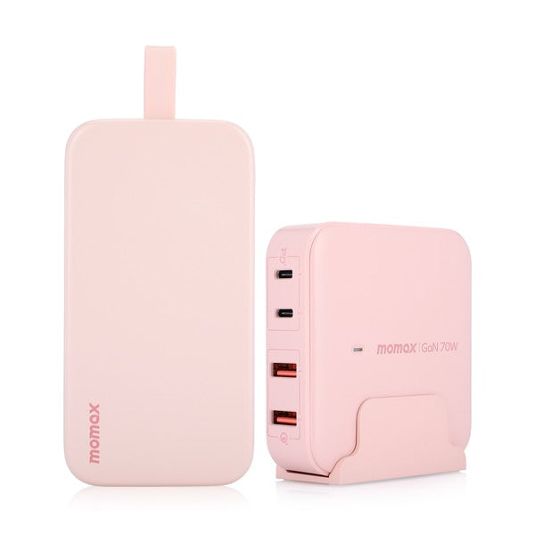 Momax Bundle SETiPower PD 3 10000mAh Battery and One Plug 70W 4-Port Desktop Charge