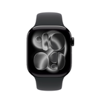 ساعة Apple Watch Series 11 GPS + Cellular مقاس 42 مم بهيكل ألمنيوم أسود Jet Black مع سوار رياضي أسود (S/M)