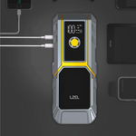 معزز لبطارية السيارة EnergizeIgnite X من ليزل مع ضاغط الهواء و مصباح LED بسعة 12 ألف مللي أمبير | رمادي / أصفر