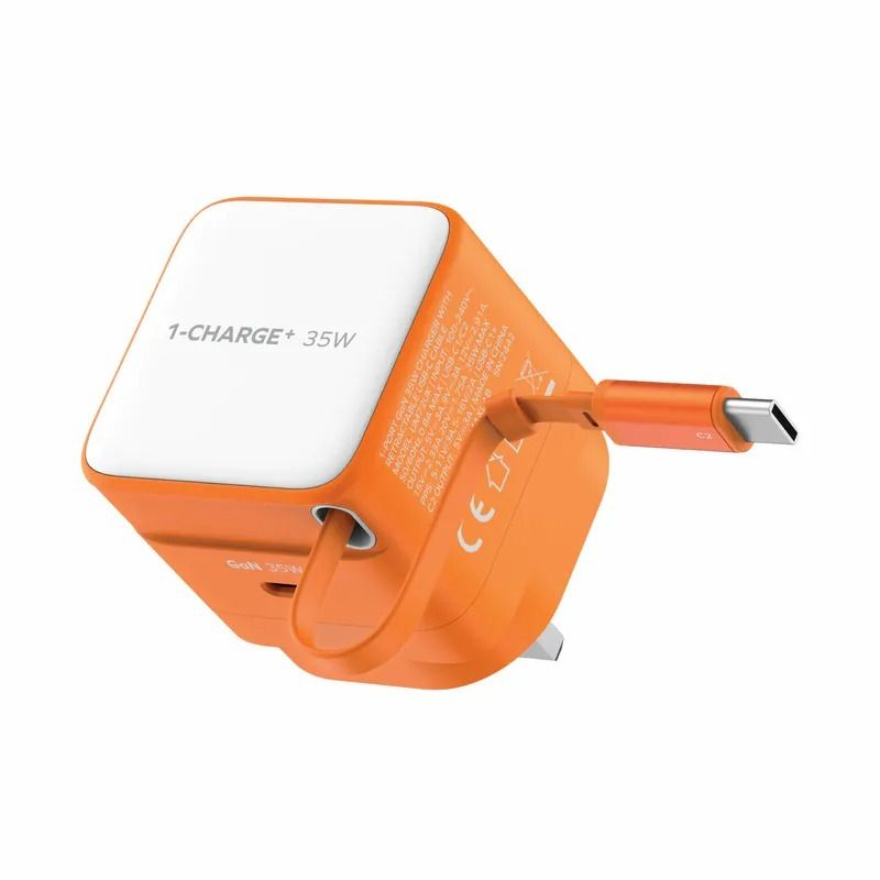 Momax 1-Charge+ GaN 35W charger with Retractable USB-C Cable