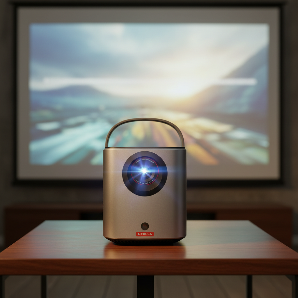 بروجيكتور نيوبولا مارس 3 إير المحمول بدقة 1080p مع Google TV و Netflix مدمج، 400 ANSI لومن وبطارية 2.5 ساعة | أسود