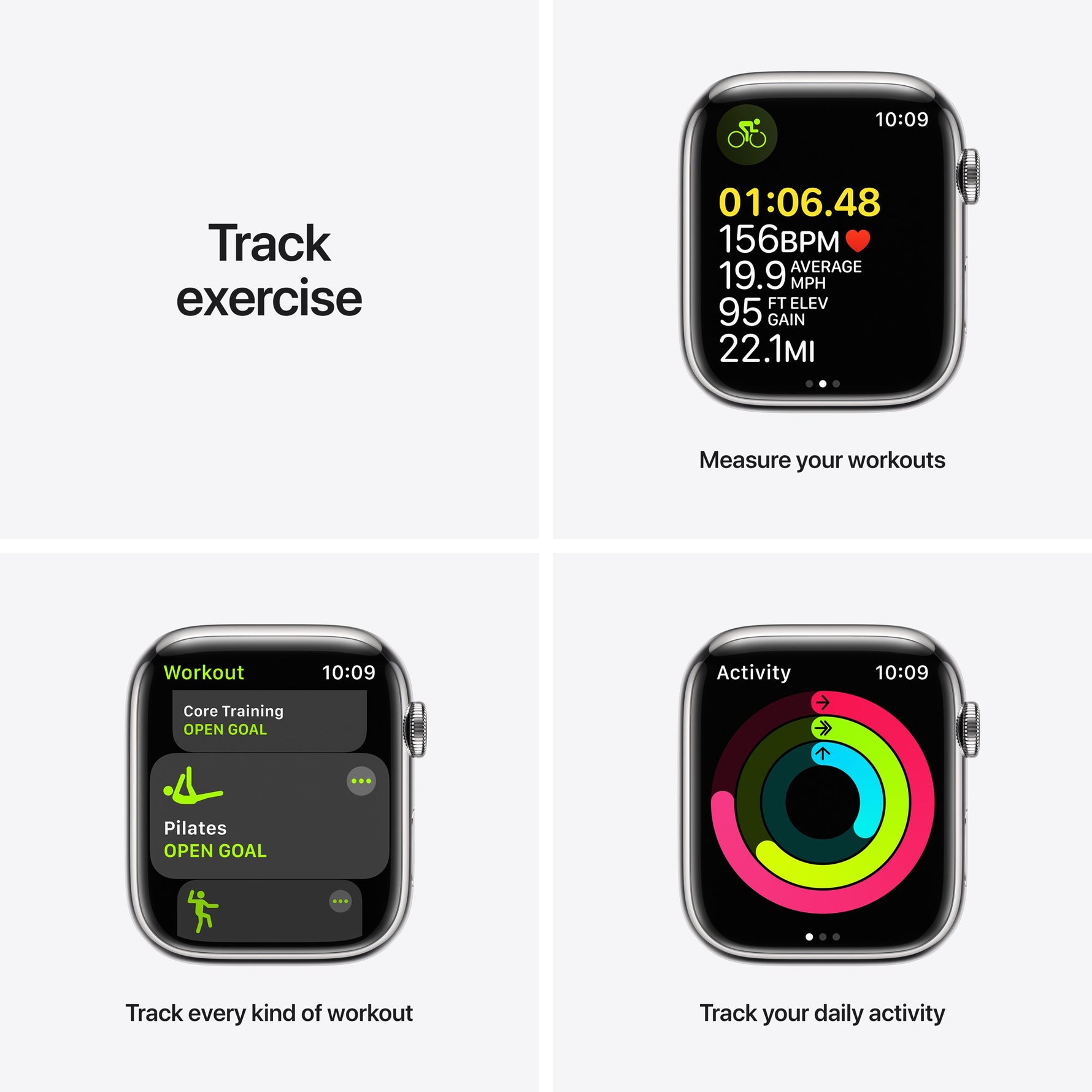 ساعة Apple Watch Series 7 (GPS + Cellular) مقاس 45 مم – هيكل ستانلس ستيل فضي مع سوار ميلانيز فضي