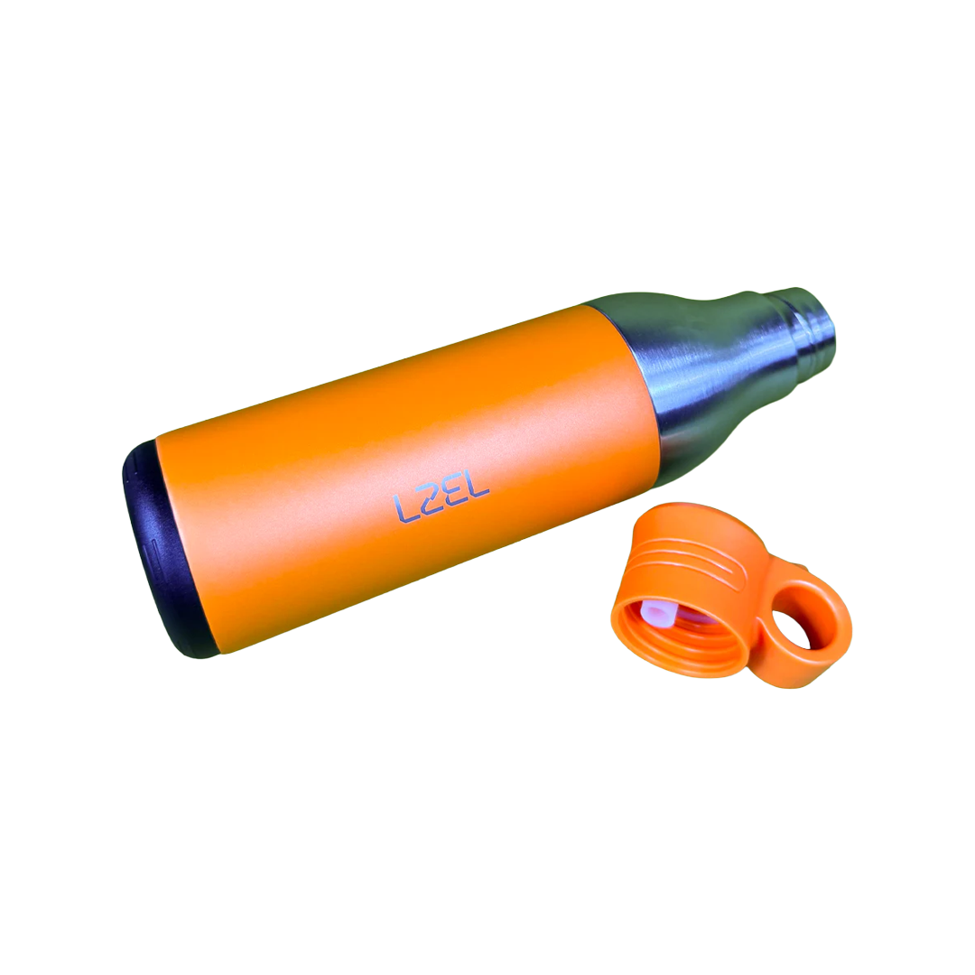 LZEL Natura Elva Vacuum Bottle Dual 400 mL + 400 mL | Orange Aluminum