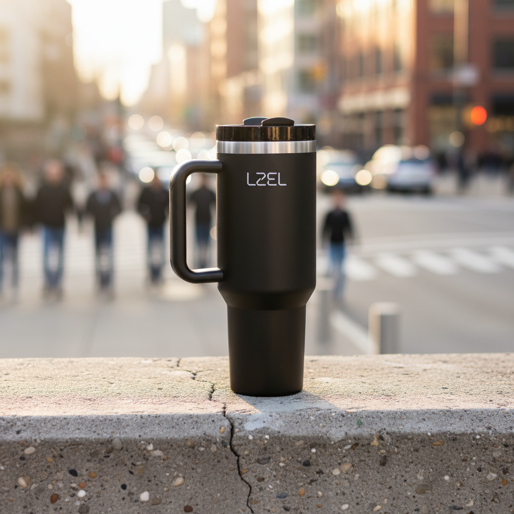 LZEL Tumbler With Handle 800ML Aqua Pure Vacuum Insulated | Black