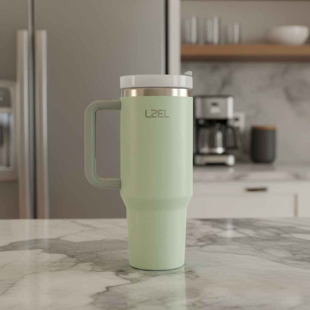 LZEL Tumbler With Handle 800ML Aqua Pure Vacuum Insulated | Bay Leaves