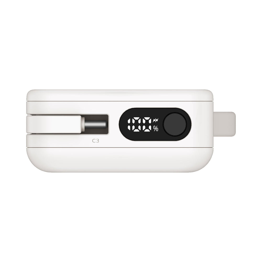 Momax 1-Power Vital Battery Pack 10000mAh With Dual Built-In USB-C Cable | White