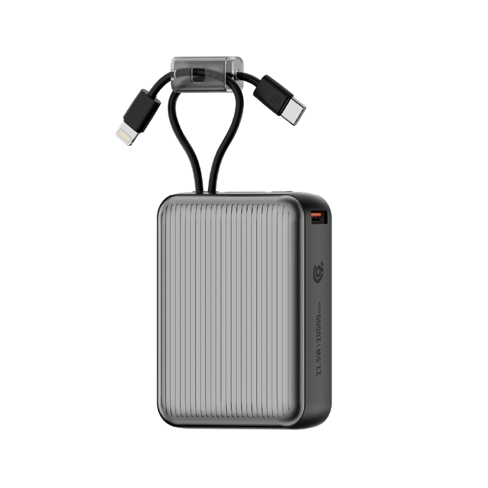90 Percent Primcore Neo 22.5W Dual Built-In Cables Power Bank Powerdelivery | Qc 3.0 | Usb-C & Usb-A, And With Lightning