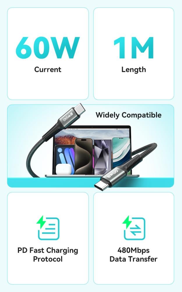 Bwoo Metal Data Cable Type-C To Type-C | 1M