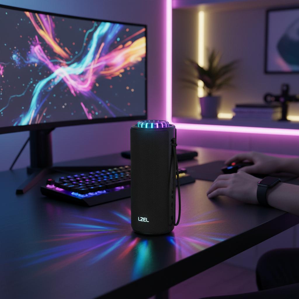 LZEL Aquilasonus Elite Waterproof  Portable Bluetooth Speaker With Vibe Lights | Black