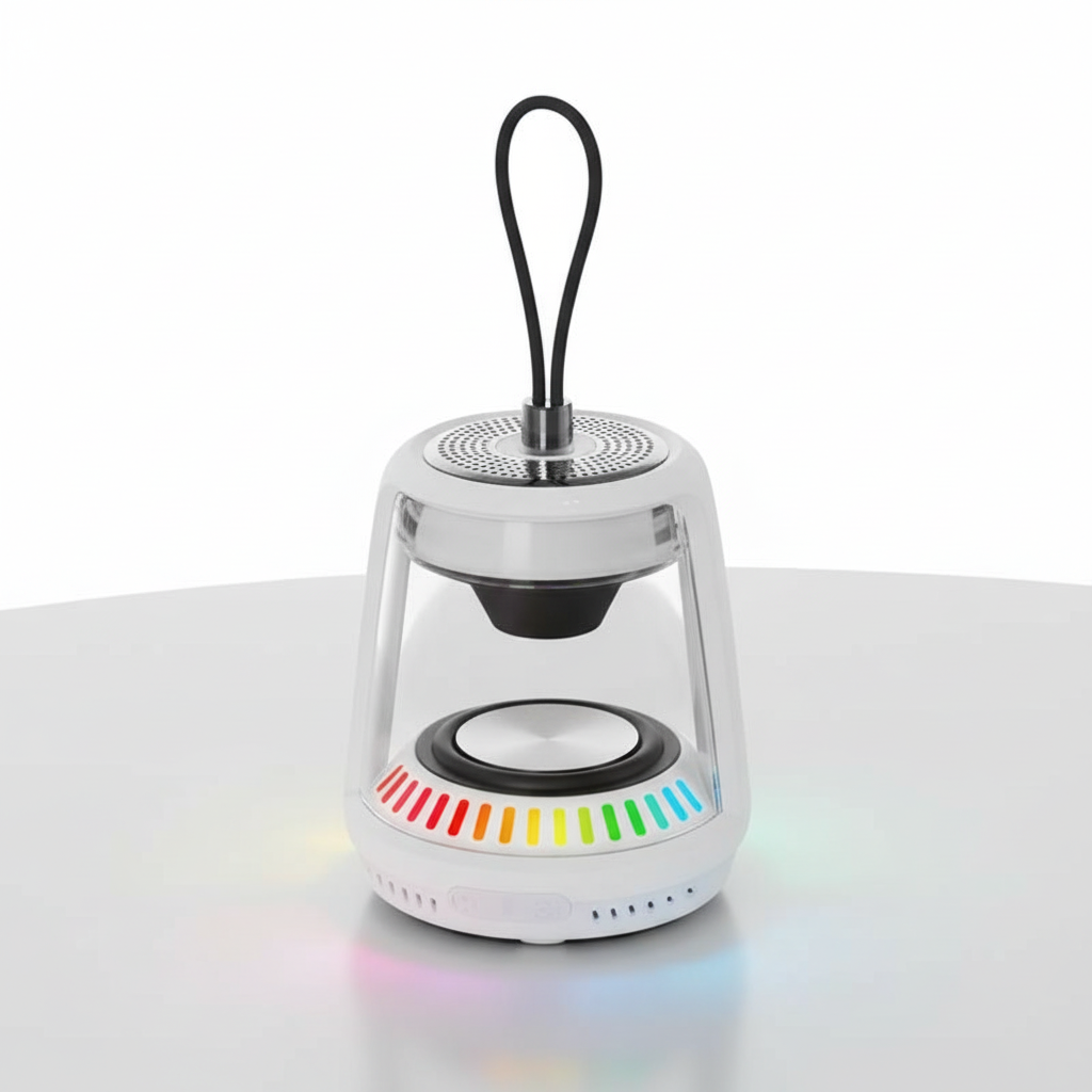 LZEL Aquilasonus Lamp Compact Waterproof Bluetooth Speaker With Dynamic RGB Lights | White
