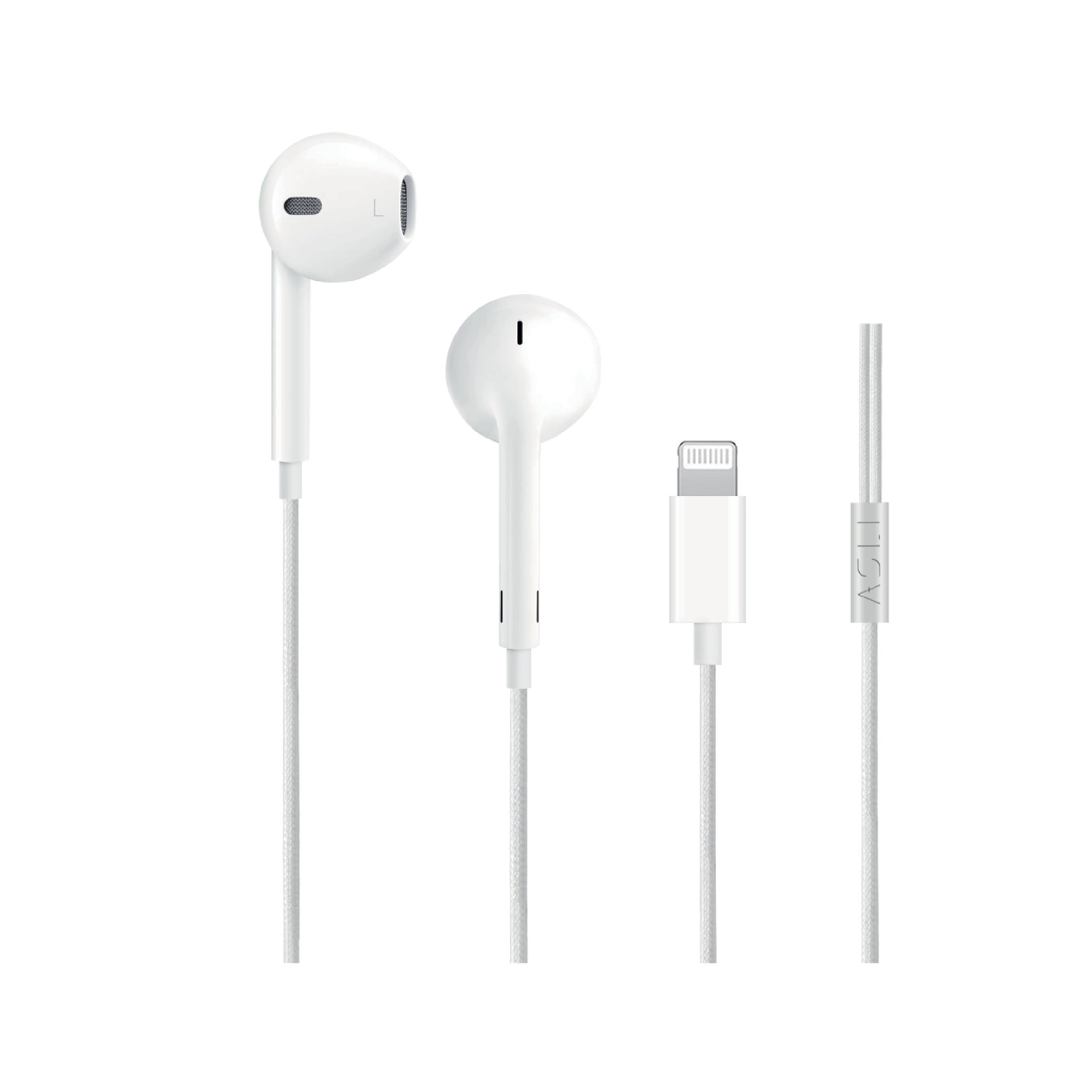Asli Global SoundPods Mono Double Earphone with Lightning Connector, 1.2m | White