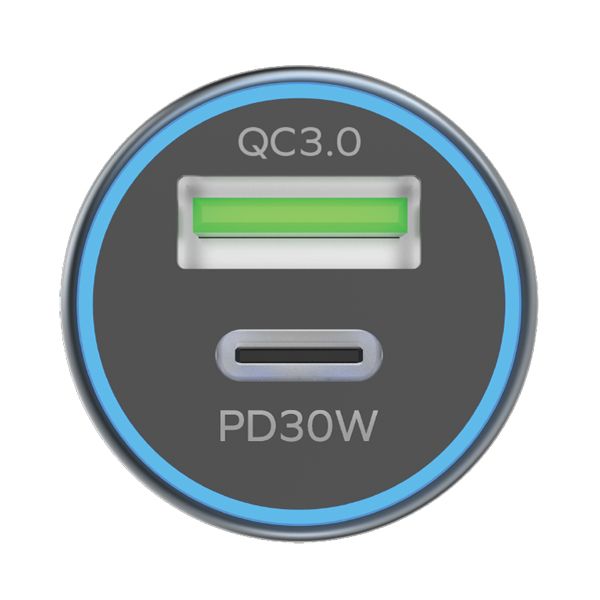 شاحن سيارة مومكس موڤ 30 واط ثنائي المنافذ | رمادي