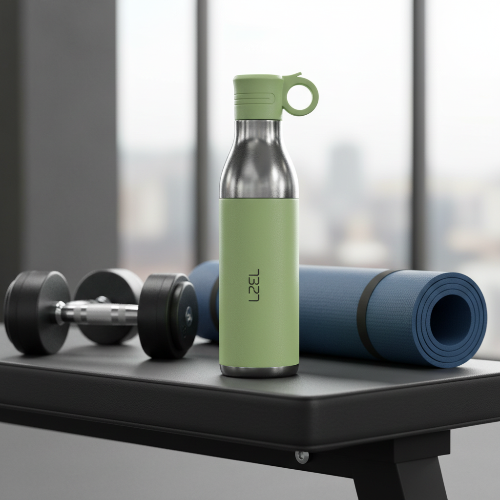 LZEL Natura Elva Vacuum Bottle Dual 400 mL + 400 mL | Green Aluminum