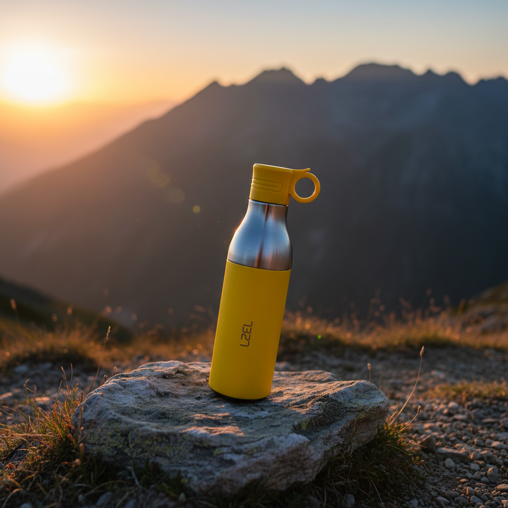 LZEL Natura Elva Vacuum Bottle Dual 400 mL + 400 mL | Yellow Aluminum