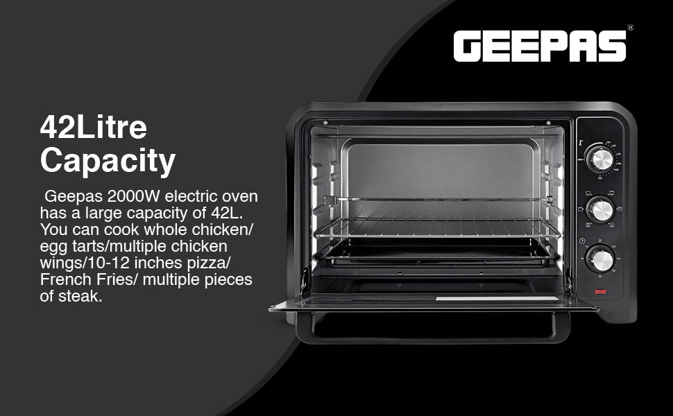 Geepas 42L Electric Oven with Convection & Rotisserie – 2000W Power