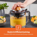 Geepas Citrus Juicer | 1.0L Large Capacity | Two-Way Rotation for Maximum Extraction | Durable Copper Motor | 25W Power | Easy to Clean