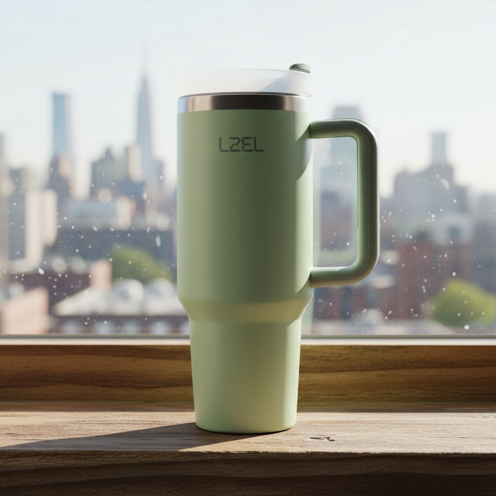LZEL Tumbler With Handle 800ML Aqua Pure Vacuum Insulated | Bay Leaves
