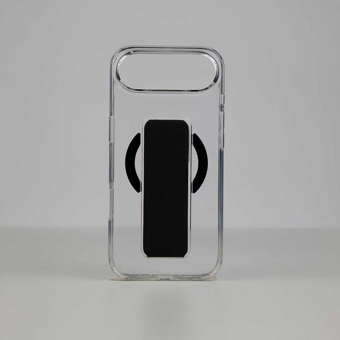 Asli Global MagTrox Gravitas Transparent MagSafe Case with Leather Grip for iPhone Air| Black