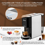 Wansa Upgrade 5 in 1 Espresso Single Serve Coffee Machine for Nespresso Original/Dolce Gusto/Mio/Ground Capsule and ESE Coffee Pods,19 Bar Automatic Compatible Capsule Coffee Machine