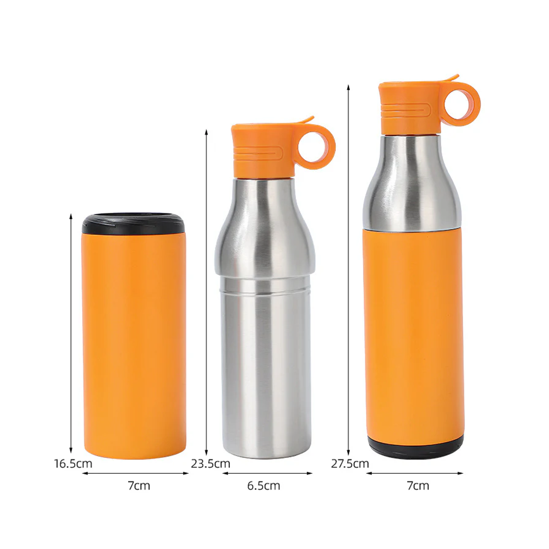 LZEL Natura Elva Vacuum Bottle Dual 400 mL + 400 mL | Orange Aluminum