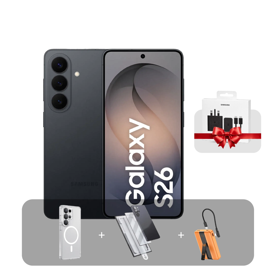 سامسونج S26 5G، شاشة 6.3 بوصة، 12 جيجابايت، 256 جيجابايت + عرض الباندل | أسود