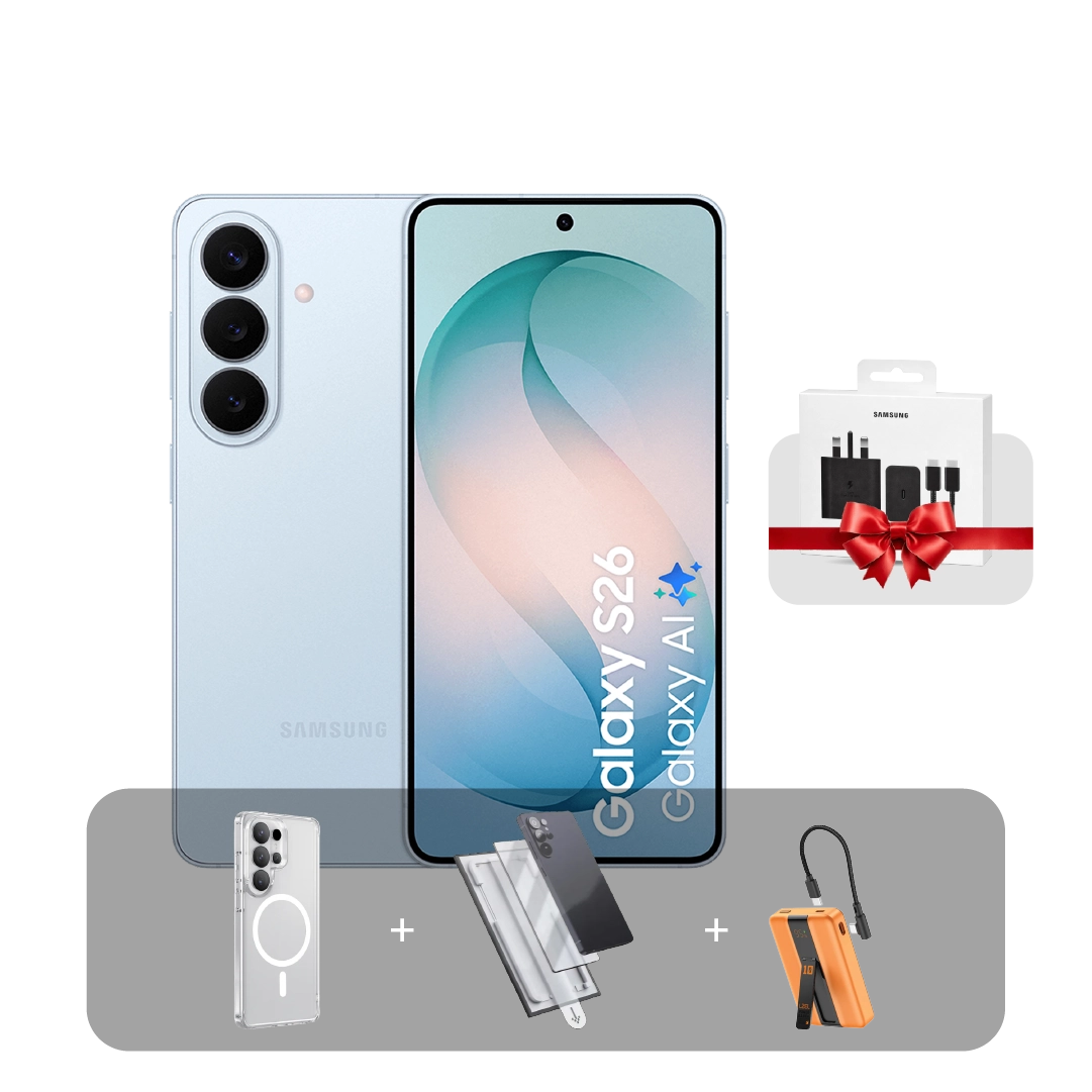 سامسونج S26 5G، شاشة 6.3 بوصة، 12 جيجابايت، 256 جيجابايت + عرض الباندل | أزرق