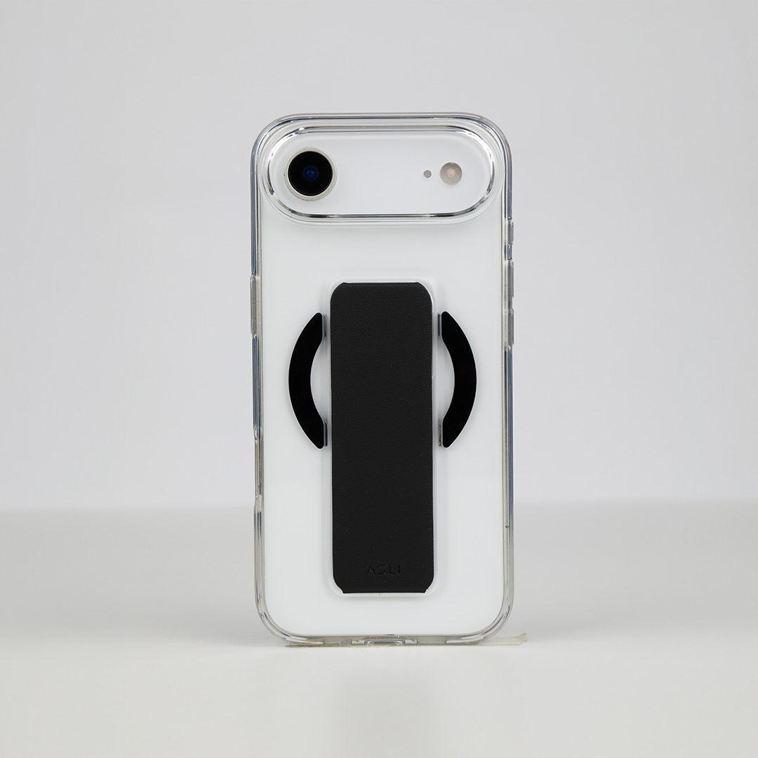 Asli Global MagTrox Gravitas Transparent MagSafe Case with Leather Grip for iPhone Air| Black