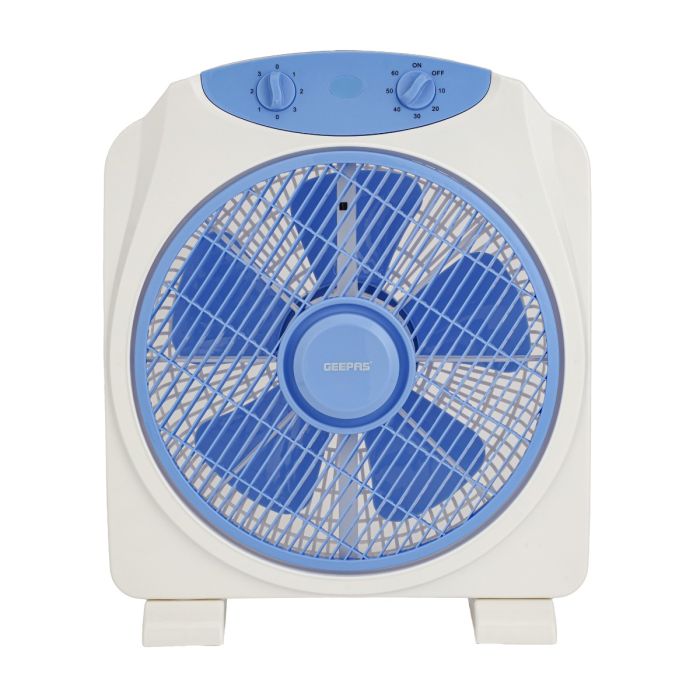 Geepas 12" Box Fan-High Performance with 3-Speed Controls and Strong Blades/ Efficient Cooling and Wind, 60 Minute Timer, 50W Motor