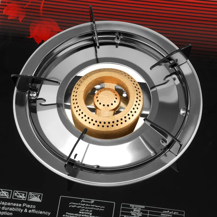 موقد غاز Geepas  3 شعلات – ستانلس ستيل، سطح زجاج مقوّى، إشعال ذاتي