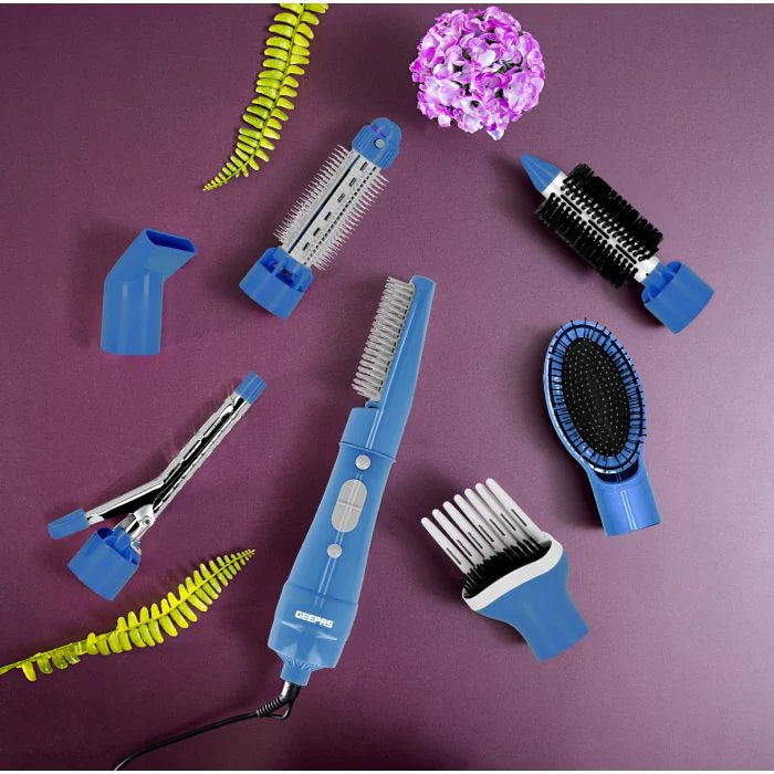 Geepas 8-in-1 Hair Styler | 750W | 7 Attachments | 2 Speeds
