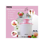 Geepas Ice Cream Maker Machine | BPA-Free, Makes Delicious Soft Ice Cream, Gelato, Frozen Yogurt & Sorbet, Easy-to-Clean Aluminum Bowl, 1.5QT