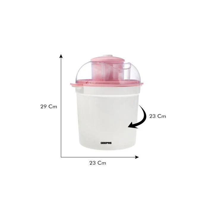 Geepas Ice Cream Maker Machine | BPA-Free, Makes Delicious Soft Ice Cream, Gelato, Frozen Yogurt & Sorbet, Easy-to-Clean Aluminum Bowl, 1.5QT