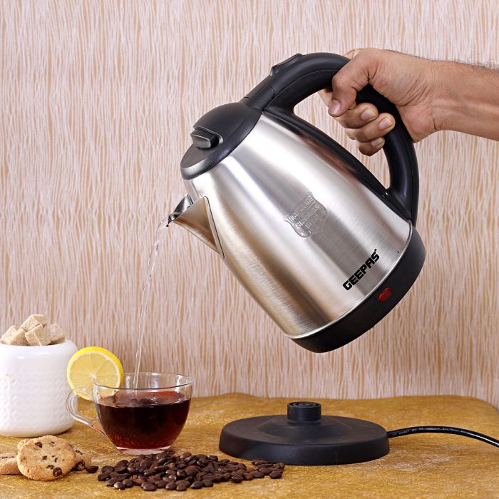 Geepas Stainless Steel Electric Kettle 1.8L | 1800W Fast Boil with Auto Shut-Off & Boil-Dry Protection