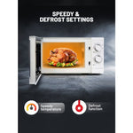 Geepas 20L Solo Microwave Oven – 1200W, 6 Power Levels, Timer, 2 Rotary Dials, Defrost Function, White